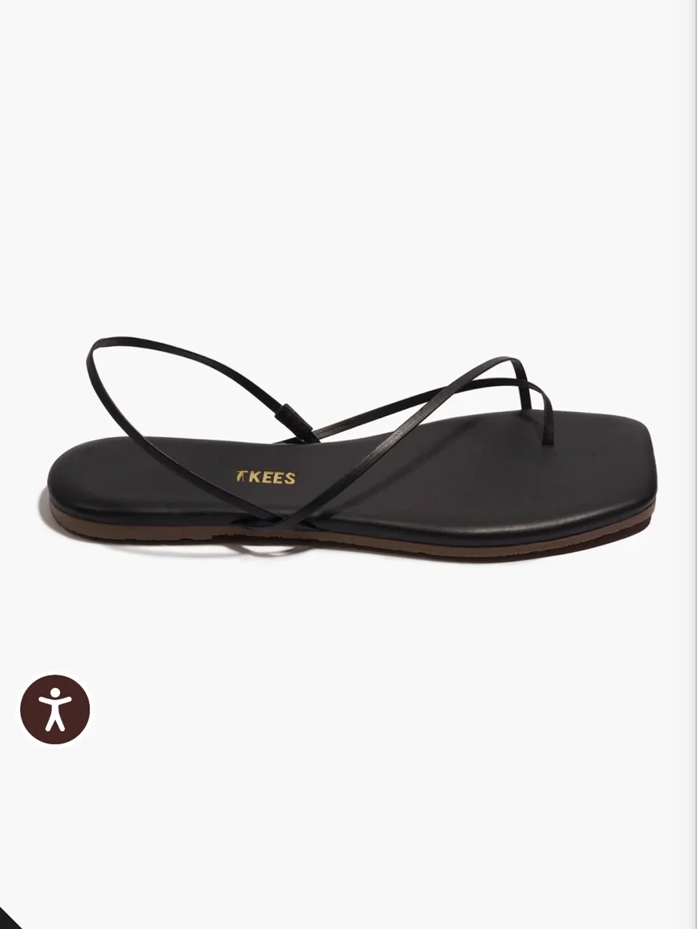 TKEES Black Minimal Strappy Square-Toe Sandals